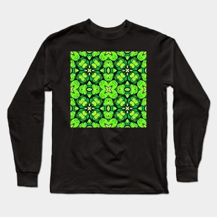 Pretty Green Leaves Lucky Clover Greenery Pattern 1 Long Sleeve T-Shirt